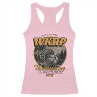 Retro WKRP Thanksgiving Turkey Drop 1978 Racerback Tank Top Distressed Vintage Holiday - Wonder Print Shop