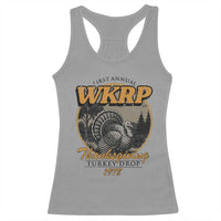 Retro WKRP Thanksgiving Turkey Drop 1978 Racerback Tank Top Distressed Vintage Holiday - Wonder Print Shop