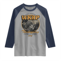 Retro WKRP Thanksgiving Turkey Drop 1978 Raglan Shirt Distressed Vintage Holiday - Wonder Print Shop