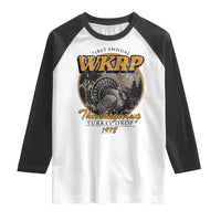 Retro WKRP Thanksgiving Turkey Drop 1978 Raglan Shirt Distressed Vintage Holiday - Wonder Print Shop