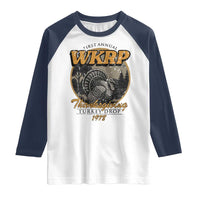 Retro WKRP Thanksgiving Turkey Drop 1978 Raglan Shirt Distressed Vintage Holiday - Wonder Print Shop