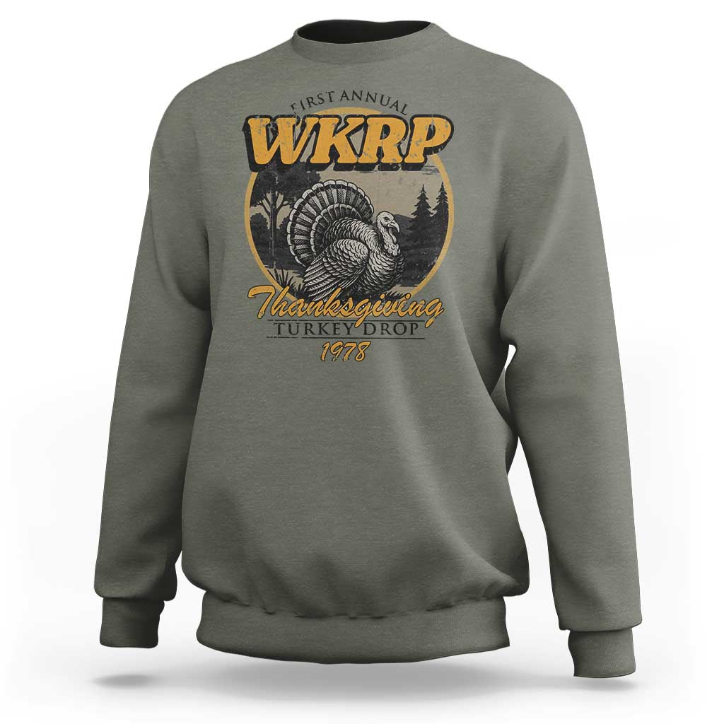 Retro WKRP Thanksgiving Turkey Drop 1978 Sweatshirt Distressed Vintage Holiday - Wonder Print Shop
