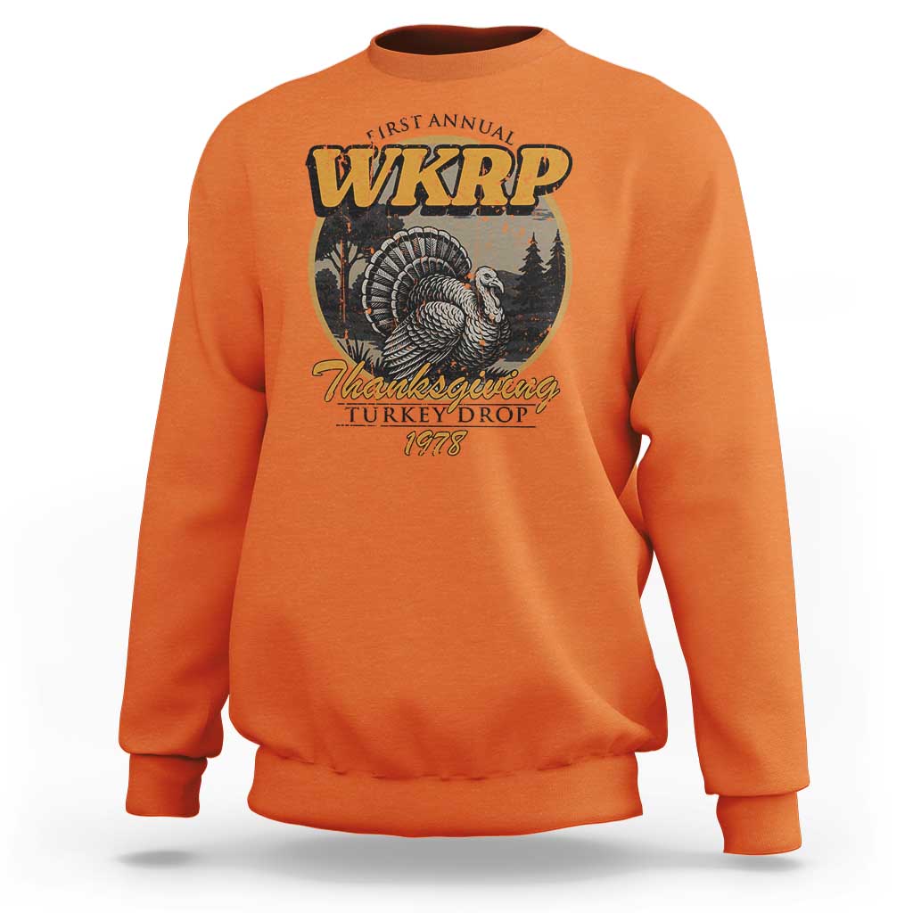 Retro WKRP Thanksgiving Turkey Drop 1978 Sweatshirt Distressed Vintage Holiday - Wonder Print Shop