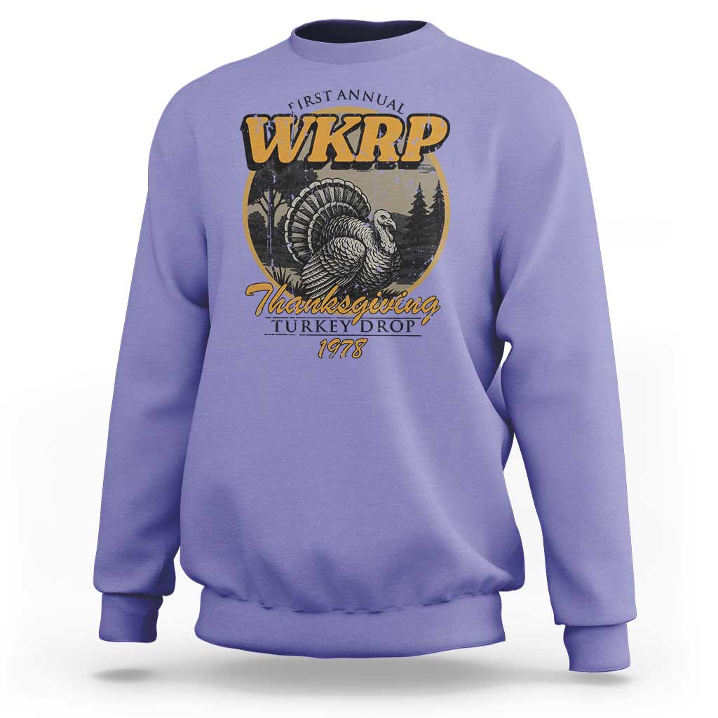Retro WKRP Thanksgiving Turkey Drop 1978 Sweatshirt Distressed Vintage Holiday - Wonder Print Shop