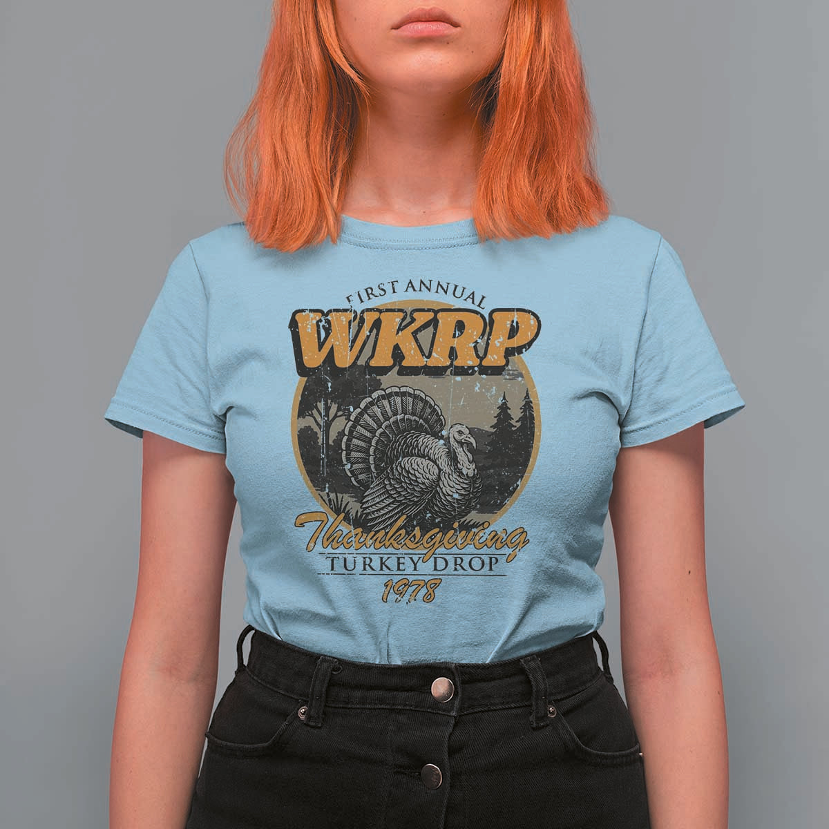 Retro WKRP Thanksgiving Turkey Drop 1978 T Shirt For Women Distressed Vintage Holiday - Wonder Print Shop