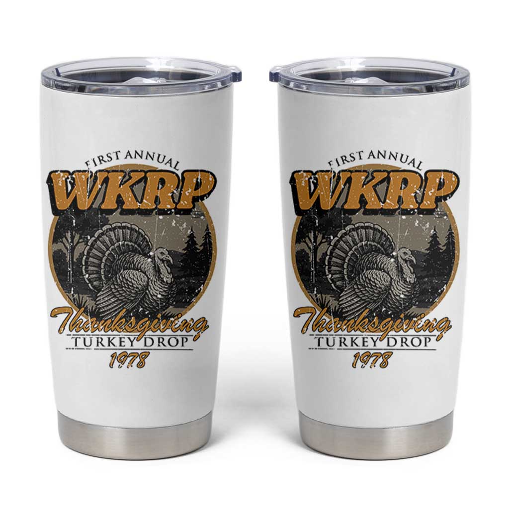 Retro WKRP Thanksgiving Turkey Drop 1978 Tumbler Cup Distressed Vintage Holiday - Wonder Print Shop