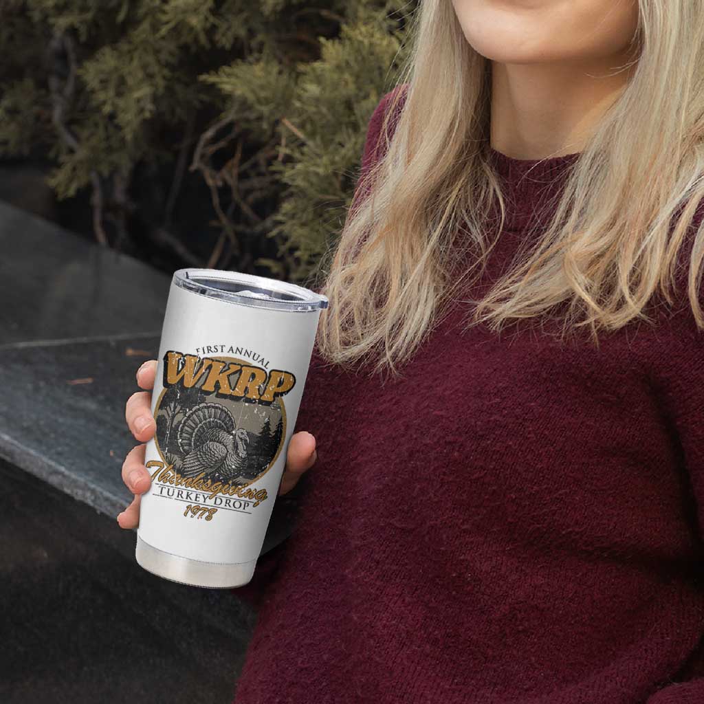 Retro WKRP Thanksgiving Turkey Drop 1978 Tumbler Cup Distressed Vintage Holiday - Wonder Print Shop