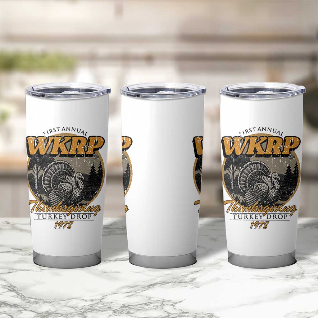 Retro WKRP Thanksgiving Turkey Drop 1978 Tumbler Cup Distressed Vintage Holiday - Wonder Print Shop