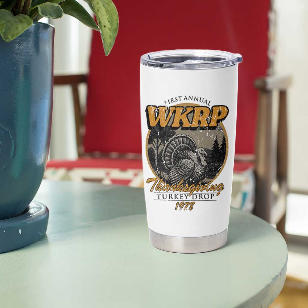 Retro WKRP Thanksgiving Turkey Drop 1978 Tumbler Cup Distressed Vintage Holiday - Wonder Print Shop