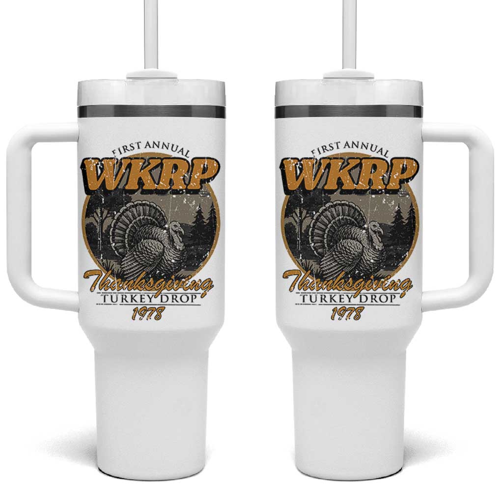 Retro WKRP Thanksgiving Turkey Drop 1978 Tumbler With Handle Distressed Vintage Holiday - Wonder Print Shop