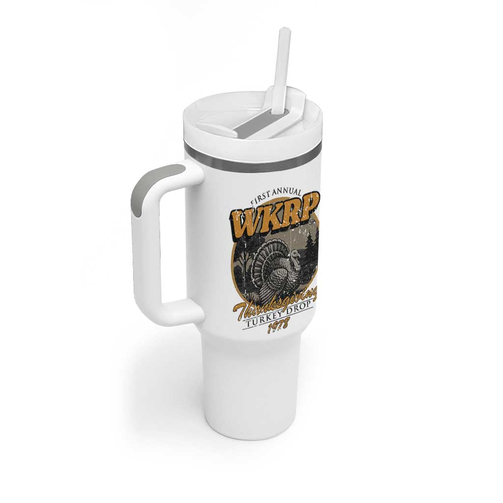 Retro WKRP Thanksgiving Turkey Drop 1978 Tumbler With Handle Distressed Vintage Holiday - Wonder Print Shop