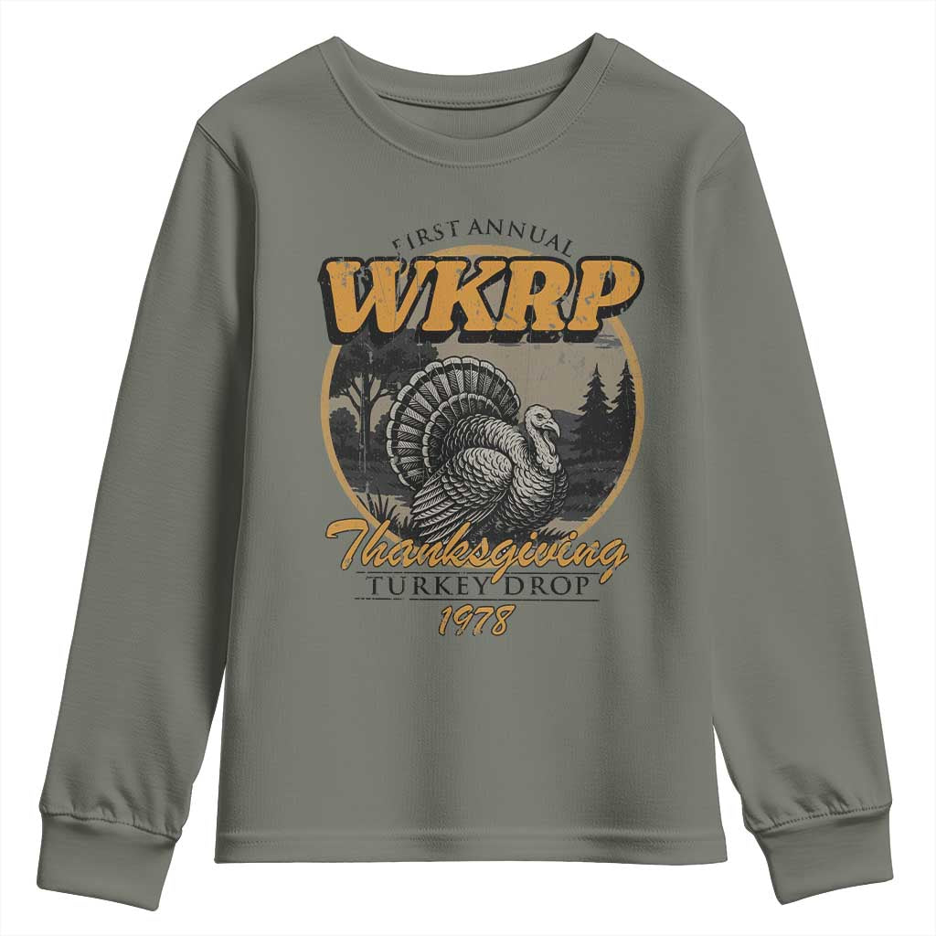 Retro WKRP Thanksgiving Turkey Drop 1978 Youth Sweatshirt Distressed Vintage Holiday - Wonder Print Shop