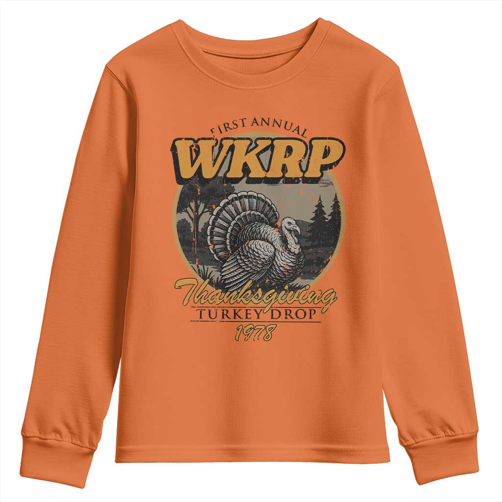 Retro WKRP Thanksgiving Turkey Drop 1978 Youth Sweatshirt Distressed Vintage Holiday - Wonder Print Shop