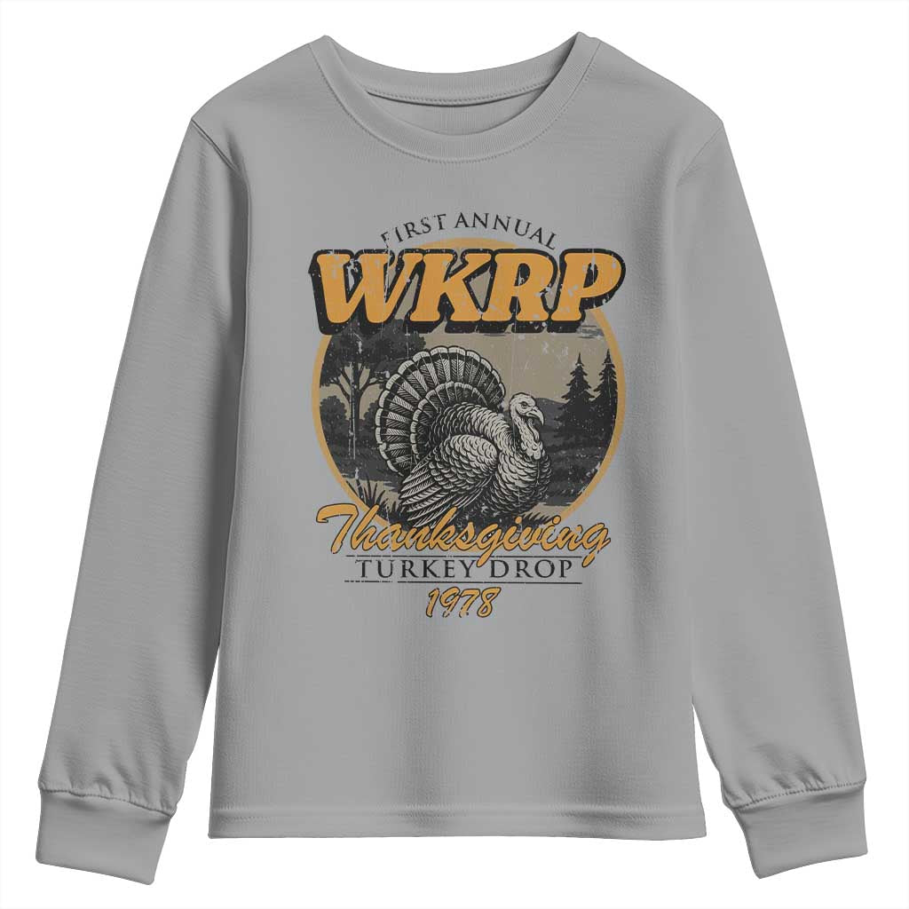 Retro WKRP Thanksgiving Turkey Drop 1978 Youth Sweatshirt Distressed Vintage Holiday - Wonder Print Shop