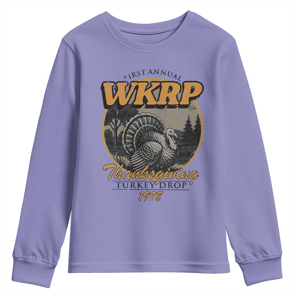 Retro WKRP Thanksgiving Turkey Drop 1978 Youth Sweatshirt Distressed Vintage Holiday - Wonder Print Shop