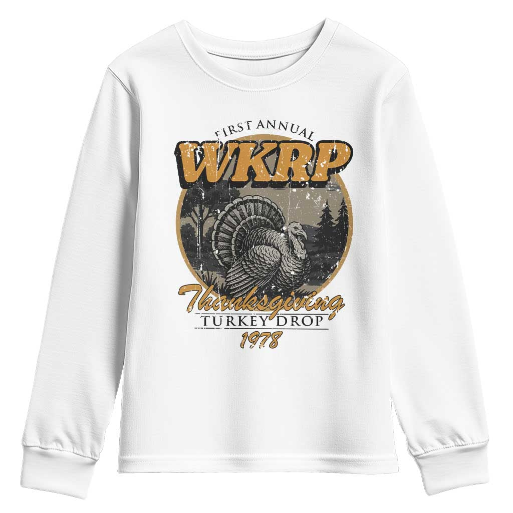Retro WKRP Thanksgiving Turkey Drop 1978 Youth Sweatshirt Distressed Vintage Holiday - Wonder Print Shop