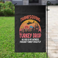 Retro Thanksgiving Turkey Drop Garden Flag Parachuting Turkeys Funny 70s Parody - Wonder Print Shop