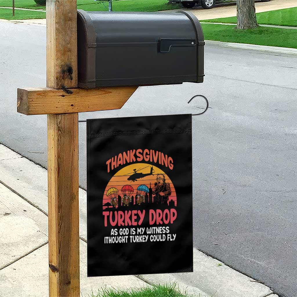 Retro Thanksgiving Turkey Drop Garden Flag Parachuting Turkeys Funny 70s Parody - Wonder Print Shop