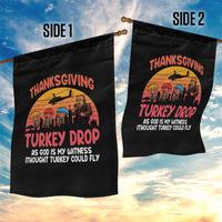 Retro Thanksgiving Turkey Drop Garden Flag Parachuting Turkeys Funny 70s Parody - Wonder Print Shop