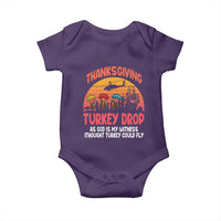 Retro Thanksgiving Turkey Drop Baby Onesie Parachuting Turkeys Funny 70s Parody - Wonder Print Shop