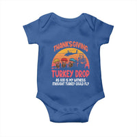 Retro Thanksgiving Turkey Drop Baby Onesie Parachuting Turkeys Funny 70s Parody - Wonder Print Shop
