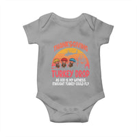 Retro Thanksgiving Turkey Drop Baby Onesie Parachuting Turkeys Funny 70s Parody - Wonder Print Shop