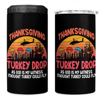 Retro Thanksgiving Turkey Drop 4 in 1 Can Cooler Tumbler Parachuting Turkeys Funny 70s Parody - Wonder Print Shop