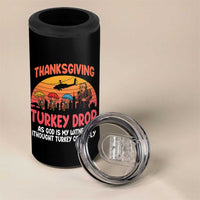 Retro Thanksgiving Turkey Drop 4 in 1 Can Cooler Tumbler Parachuting Turkeys Funny 70s Parody - Wonder Print Shop