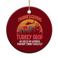 Retro Thanksgiving Turkey Drop Ceramic Ornament Parachuting Turkeys Funny 70s Parody - Wonder Print Shop
