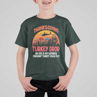 Retro Thanksgiving Turkey Drop T Shirt For Kid Parachuting Turkeys Funny 70s Parody - Wonder Print Shop