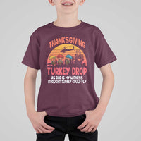 Retro Thanksgiving Turkey Drop T Shirt For Kid Parachuting Turkeys Funny 70s Parody - Wonder Print Shop