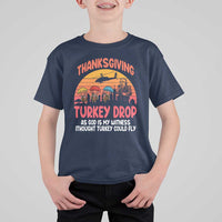 Retro Thanksgiving Turkey Drop T Shirt For Kid Parachuting Turkeys Funny 70s Parody - Wonder Print Shop