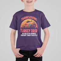 Retro Thanksgiving Turkey Drop T Shirt For Kid Parachuting Turkeys Funny 70s Parody - Wonder Print Shop