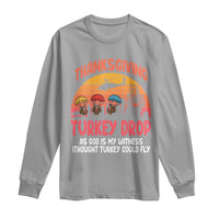 Retro Thanksgiving Turkey Drop Long Sleeve Shirt Parachuting Turkeys Funny 70s Parody - Wonder Print Shop