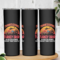 Retro Thanksgiving Turkey Drop Skinny Tumbler Parachuting Turkeys Funny 70s Parody - Wonder Print Shop