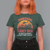 Retro Thanksgiving Turkey Drop T Shirt For Women Parachuting Turkeys Funny 70s Parody - Wonder Print Shop