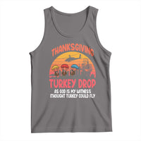 Retro Thanksgiving Turkey Drop Tank Top Parachuting Turkeys Funny 70s Parody - Wonder Print Shop