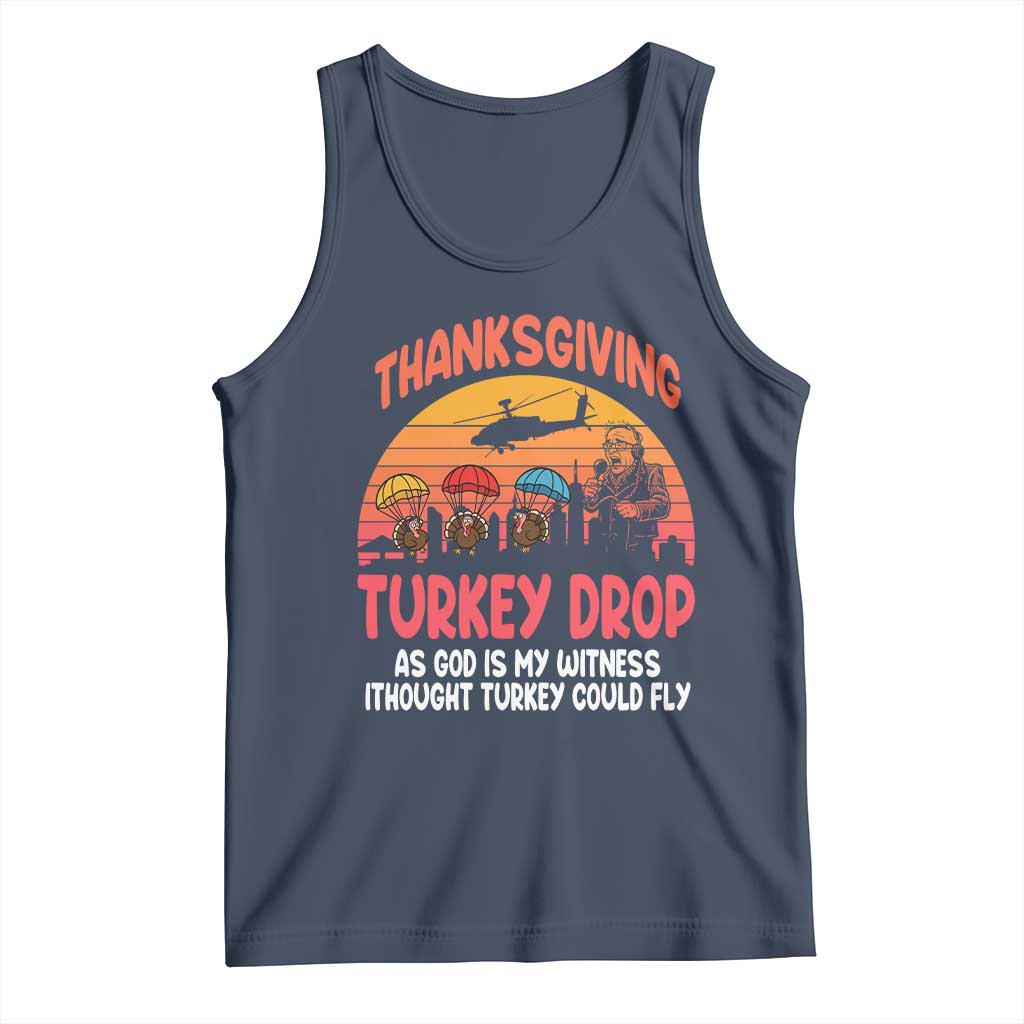 Retro Thanksgiving Turkey Drop Tank Top Parachuting Turkeys Funny 70s Parody - Wonder Print Shop