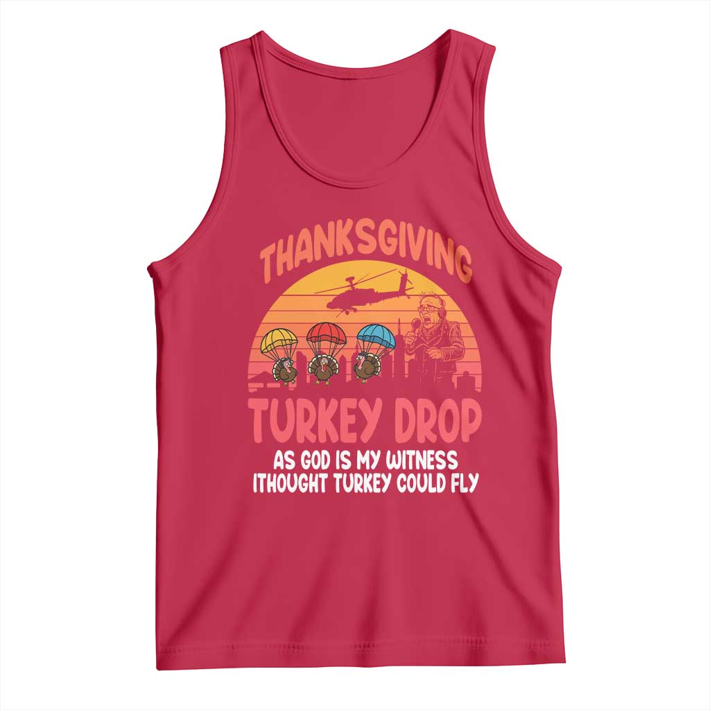 Retro Thanksgiving Turkey Drop Tank Top Parachuting Turkeys Funny 70s Parody - Wonder Print Shop