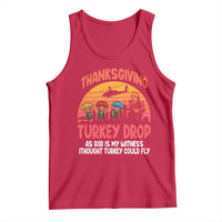 Retro Thanksgiving Turkey Drop Tank Top Parachuting Turkeys Funny 70s Parody - Wonder Print Shop