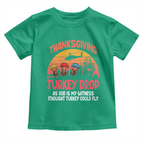Retro Thanksgiving Turkey Drop Toddler T Shirt Parachuting Turkeys Funny 70s Parody - Wonder Print Shop