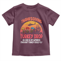 Retro Thanksgiving Turkey Drop Toddler T Shirt Parachuting Turkeys Funny 70s Parody - Wonder Print Shop