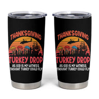 Retro Thanksgiving Turkey Drop Tumbler Cup Parachuting Turkeys Funny 70s Parody - Wonder Print Shop