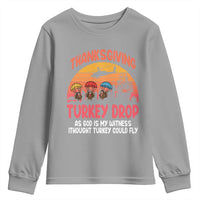 Retro Thanksgiving Turkey Drop Youth Sweatshirt Parachuting Turkeys Funny 70s Parody - Wonder Print Shop