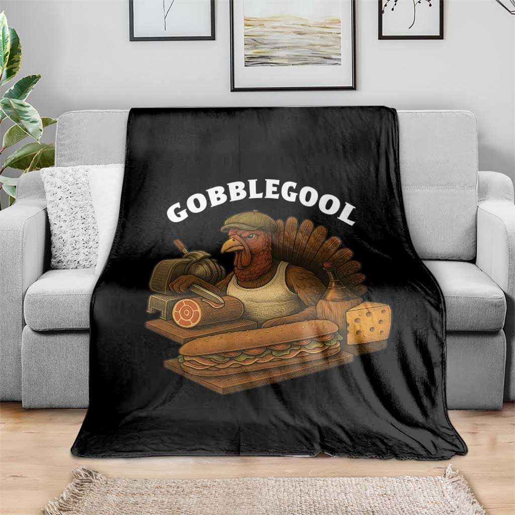 Gobblegool Funny Thanksgiving Throw Blanket Italian Turkey Deli Humor Sub Sandwich - Wonder Print Shop