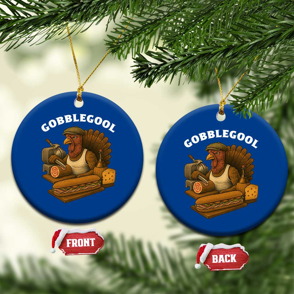 Gobblegool Funny Thanksgiving Ceramic Ornament Italian Turkey Deli Humor Sub Sandwich - Wonder Print Shop