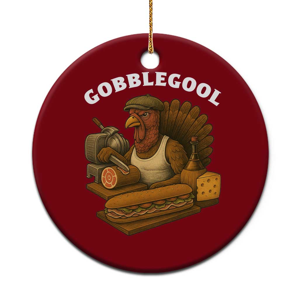 Gobblegool Funny Thanksgiving Ceramic Ornament Italian Turkey Deli Humor Sub Sandwich - Wonder Print Shop