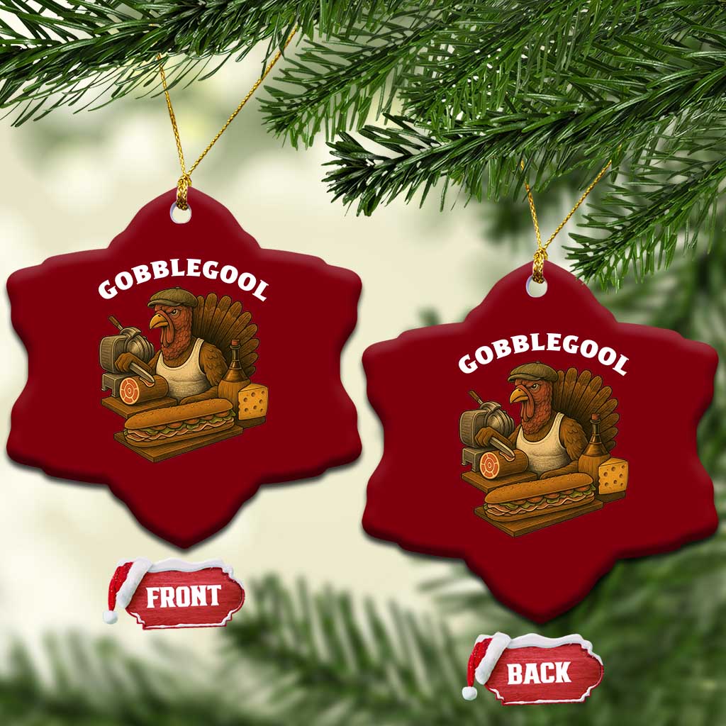 Gobblegool Funny Thanksgiving Ceramic Ornament Italian Turkey Deli Humor Sub Sandwich - Wonder Print Shop