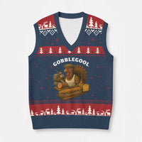 Gobblegool Funny Thanksgiving V-Neck Knit Sweater Vest Italian Turkey Deli Humor Sub Sandwich - Wonder Print Shop