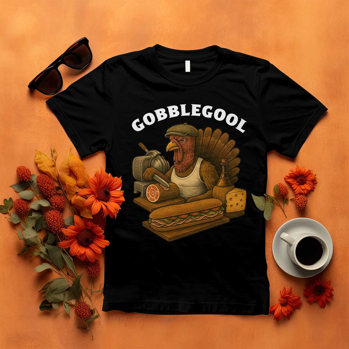 Gobblegool Funny Thanksgiving T Shirt Italian Turkey Deli Humor Sub Sandwich - Wonder Print Shop